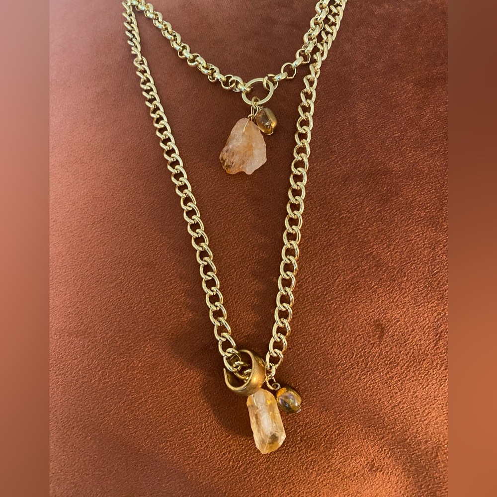 two layer gold and stone necklace